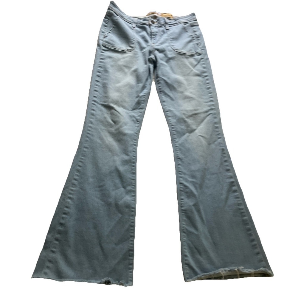 Paige High Rise‎ Bell Size:29 Flare Raw Hem Edge Front Patch Pockets